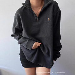 原厂高品质ralph@拉夫彩色小马标刺绣半拉链高领长袖针织卫衣男女