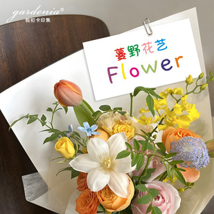 Dopamine Color Flower Shop Card Store Name Logo Customized Simple Cute Flower Bouquet Fruit Gift Box Decoration Card