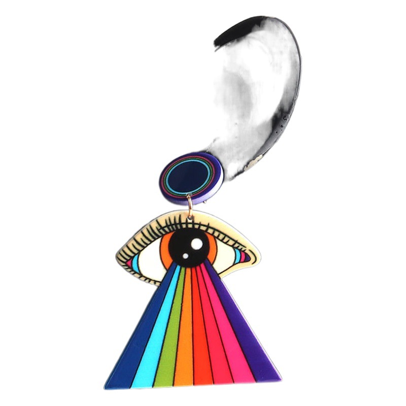 Pendientes colgantes de acrílico diseño ojo con estampado de colores, estilo punk – moda europea/americana. image 1