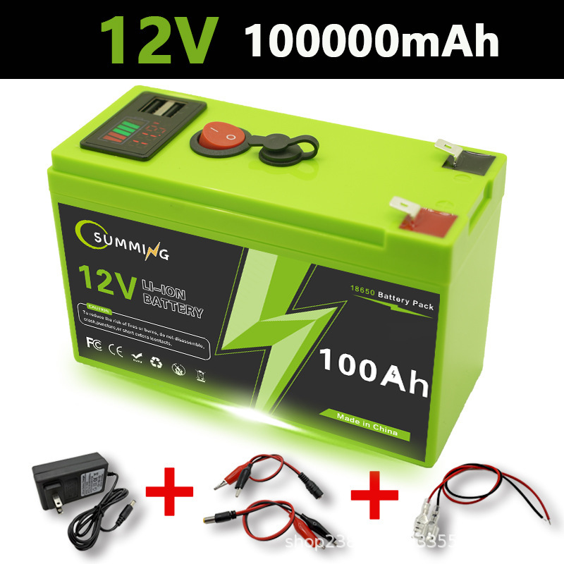 12V 150Ah ポータブル充電式バッテリー USB 電源ディスプレイポート付き多目的バックアップ電源ドロップシッピング|undefined