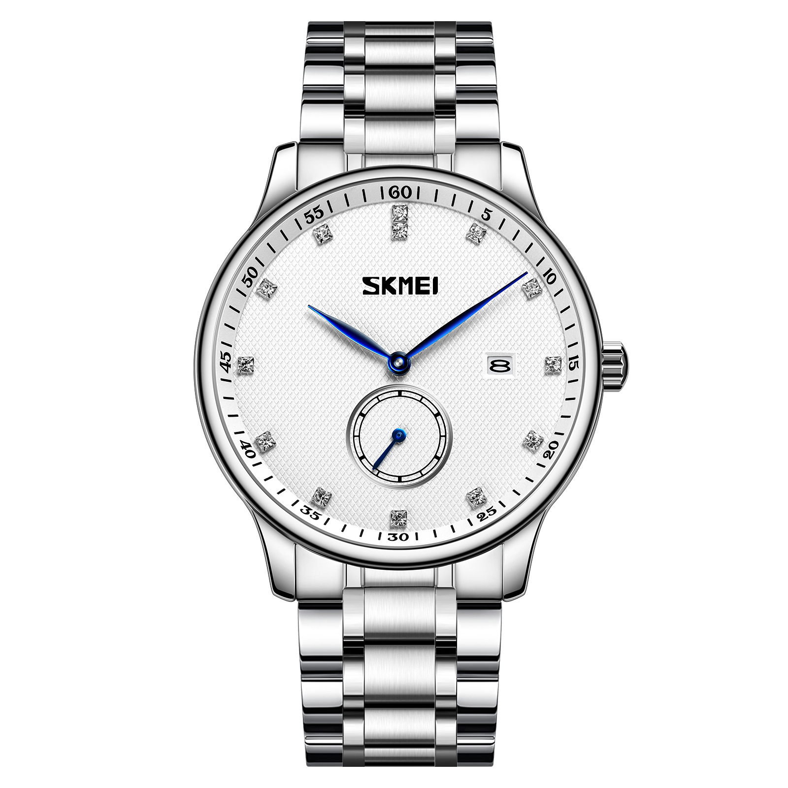 Momento de acero sólido reloj de hombre calendario de números árabes relojes de negocios comercio exterior regalos al por mayor personalizados