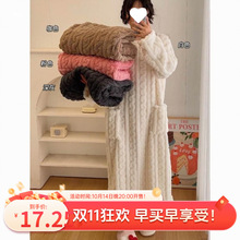 行走的大被子瑚绒绒提花长款宽松有口袋家居睡袍睡裙女生冬季睡衣