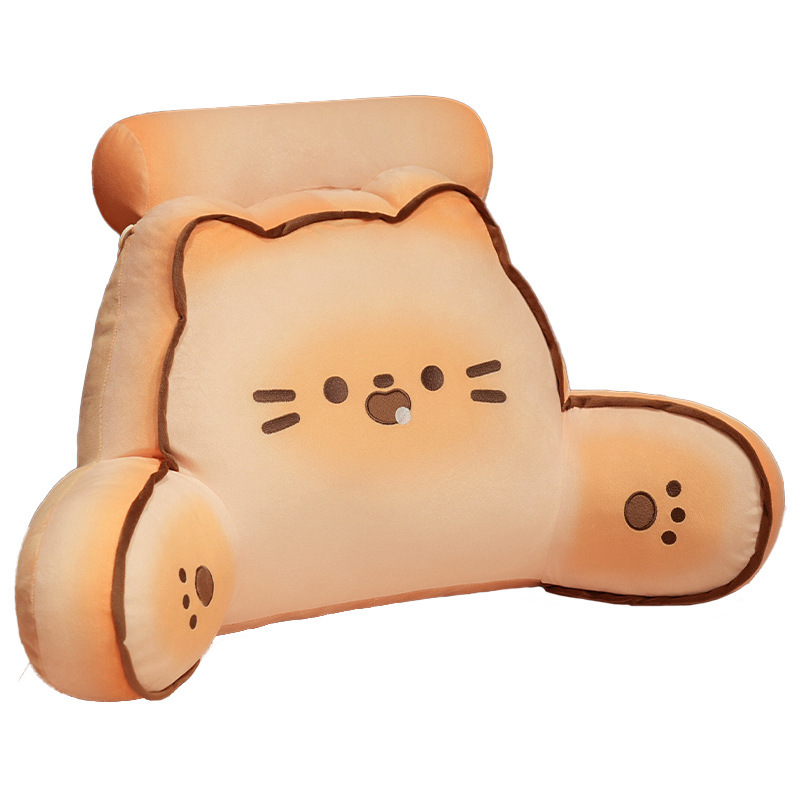 Mantequilla de galletas cojín de gato cabecera de la cama bolsillo de cama grande para jugar con el teléfono móvil cojín de respaldo cojín de respaldo cojín desmontable y lavable