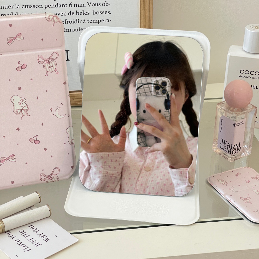 Lindo espejo ins portátil dormitorio de estudiantes escritorio espejo de maquillaje de escritorio espejo de tocador plegable espejo de maquillaje portátil