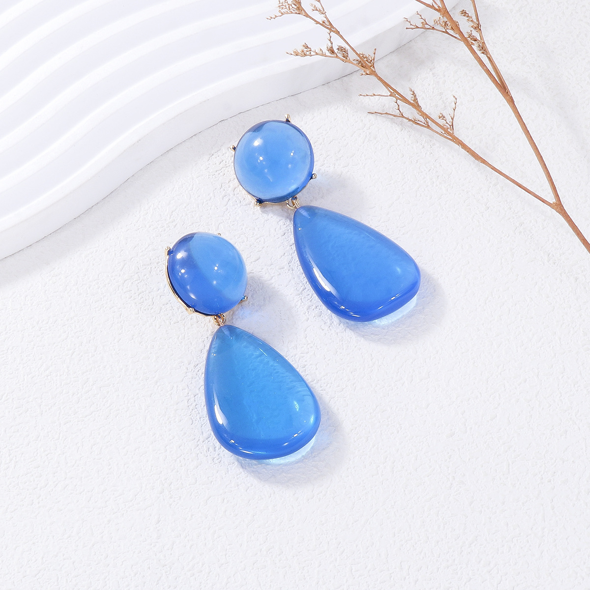 1 Pair Casual Round Water Droplets Enamel Inlay Resin Resin Drop Earrings display picture 8