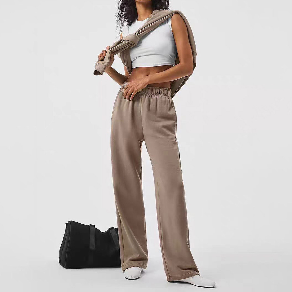 aIo nuevo pantalones casuales sueltos de piernas anchas primavera y otoño de dopamina pantalones de color sólido de pull-out pantalones casuales image 4