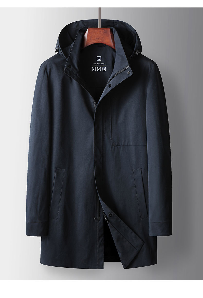 Men's Clothing autumn and winter new style stand up collar detachable hooded top youthful luxury business casual mid length coat_voghion.com