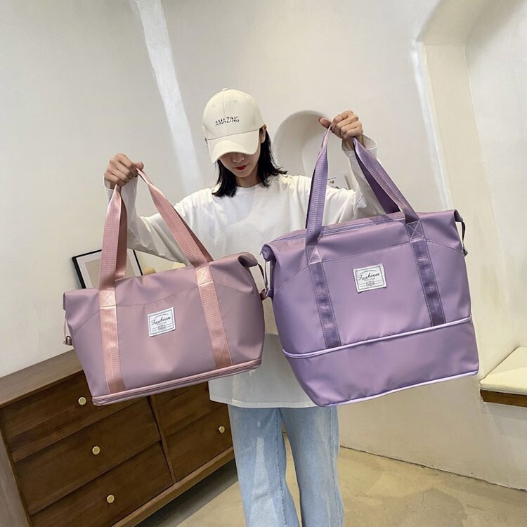 Short Distance Sports Fitness Bag Travel Bag Foldable Handbag Printed LOGO Boarding Bag Outdoor Luggage Storage Bag