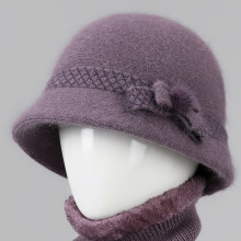 秋冬天兔毛帽子中老年人女士保暖优雅妈妈帽老人老太太冬季毛线帽