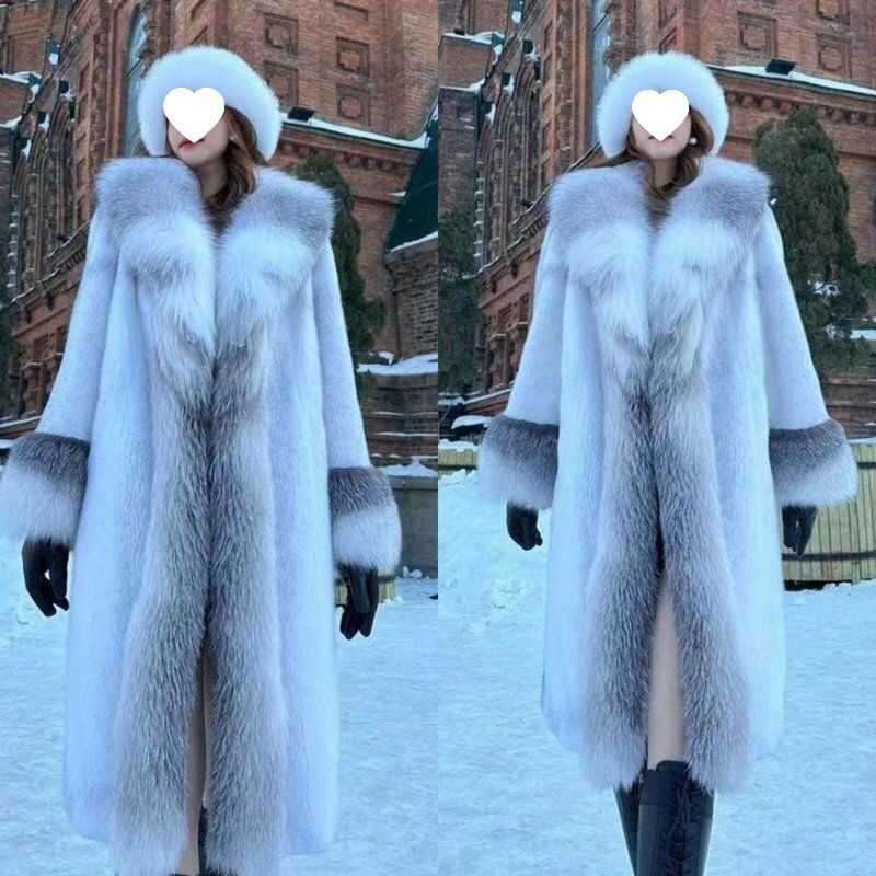 Fur Outwear Velvet Mink Outwear One-Piece Long Imitation Fur Mink Outwear Fox Fur Collar New Imported Fur Outwear Velvet Mink Outwear One-Piece Long Imitation Fur Mink Outwear Fox Fur Collar New Imported