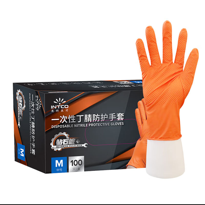 Guantes de nitrilo de diamante negro naranja super grueso antideslizante a prueba de aceite reparación mecánica de automóviles seguro laboral industrial genuino image 6