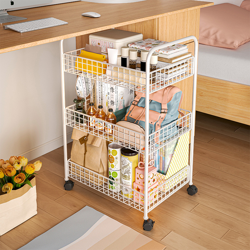 Estante debajo del escritorio Estantería pequeña junto al escritorio Estantería de piso con ruedas extraíbles Estantería de dormitorio de estudiantes