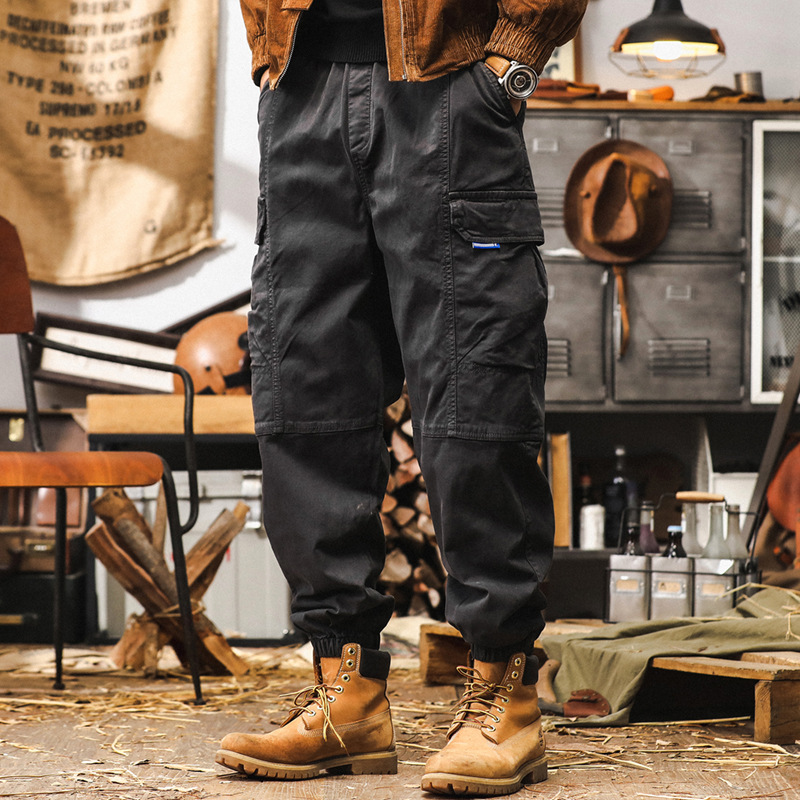 American Retro Heavy Workwear Pants Men's Autumn Outdoor Functional Multi-Pocket Paratrooper Pants Loose Casual Leg Pants