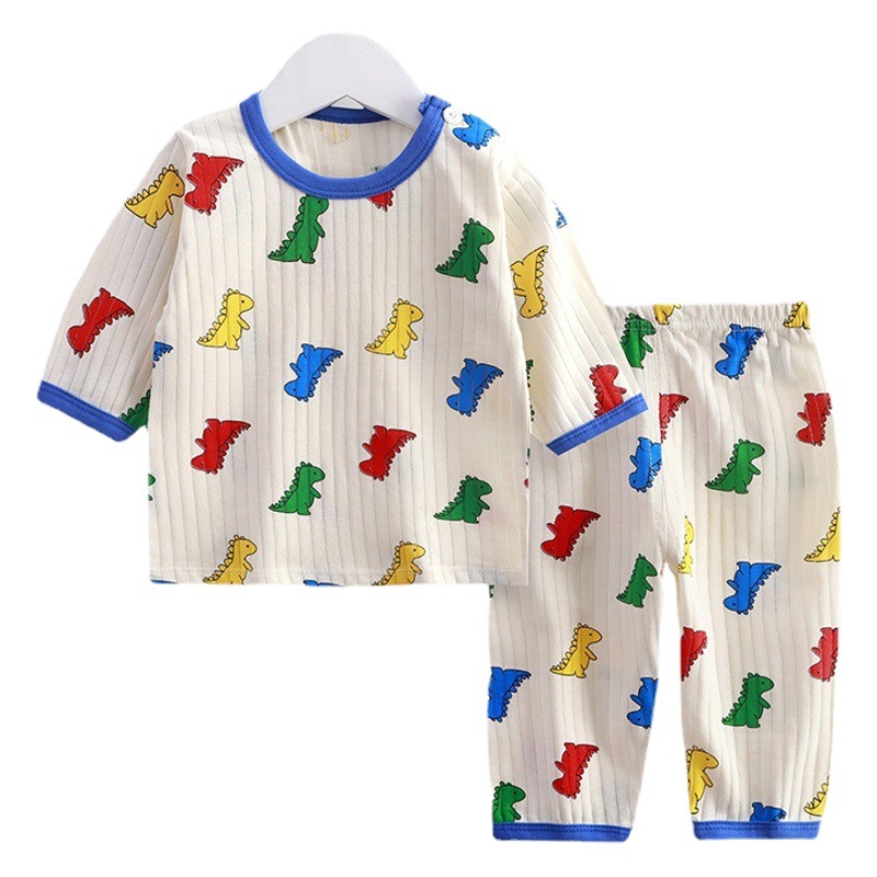 Ropa para niños nueva ropa de aire acondicionado para niños ropa de algodón para el hogar ropa interior de manga tres cuartos de estilo coreano traje de pijamas para bebés al por mayor