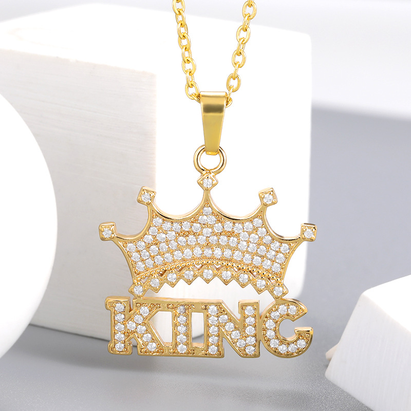 Nouveau Collier Hip-hop King Couronne Pendentif Bijoux Hommes Et Femmes Collier display picture 1