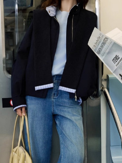 【巴黎格调】EL女装白鸭绒针织披肩保暖外套女25冬新款短款羽绒服|undefined