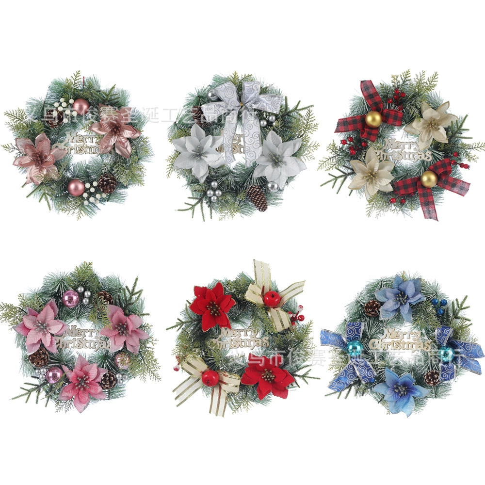 Christmas decorations wreath scene layout door hanging Christmas pine ring Christmas tree hanging pendant scene layout props