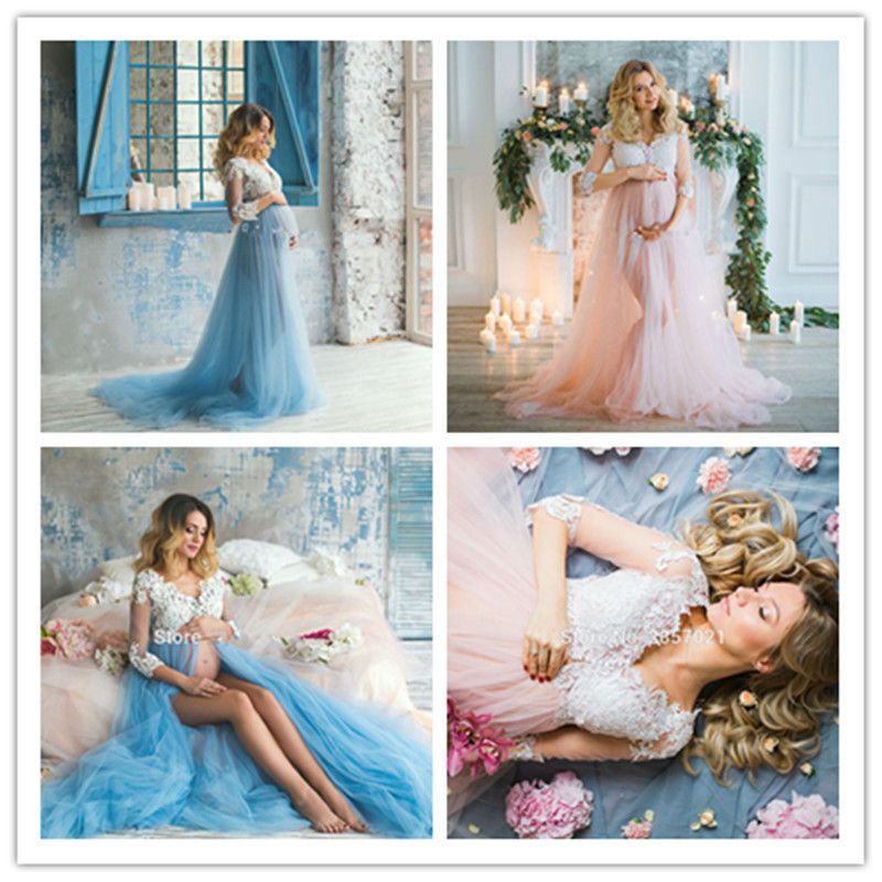 2022 Pregnant Women's Wedding Dress Art Photo Studio Wedding Photography Pregnant Women's Bridal Dress Wedding Dress Lace