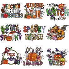 亚马逊货源万圣节烫画定 制烫印logo衣服印花图案耐水洗胶印熨烫