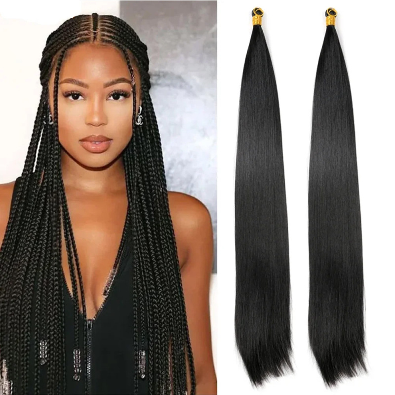 跨境欧美无痕接发脏辫长直发发把高温丝假发straight bulk hair|undefined