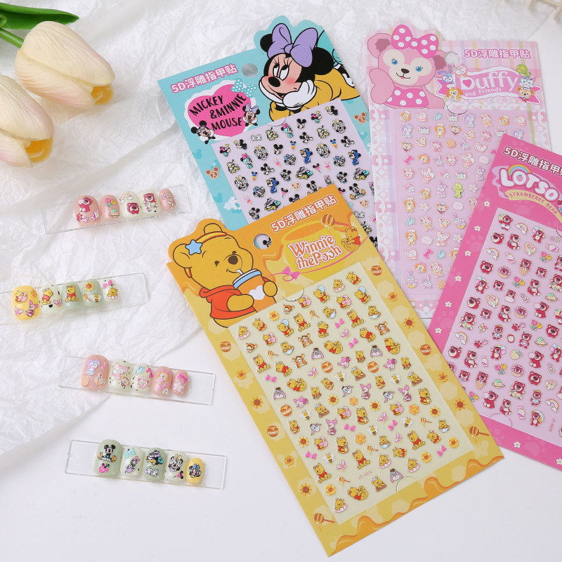 5D Embossed Christmas Nail Art Stickers Elk Cartoon Stickers Girls Nail Decals Phone Case DIY Decorations Kidsren
