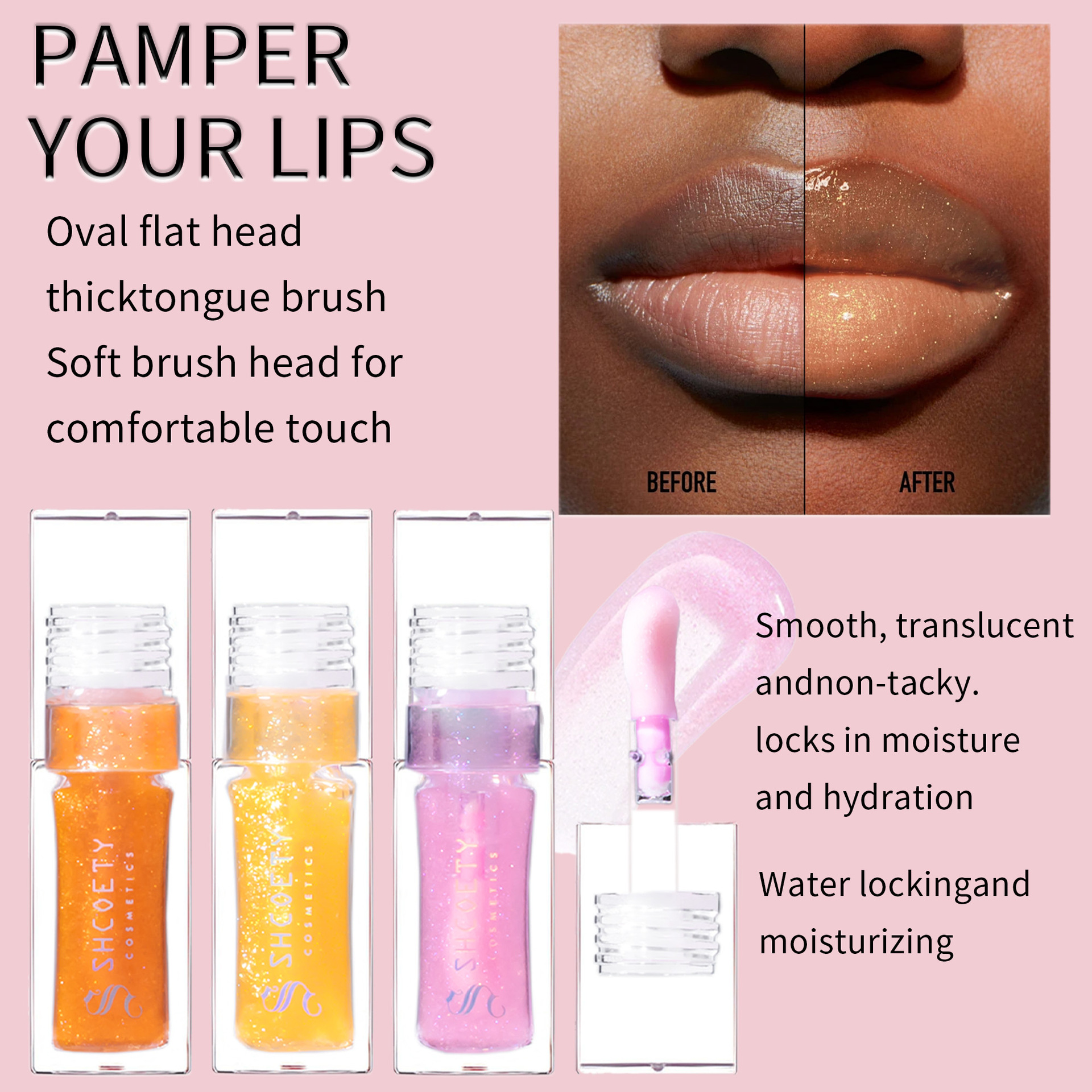 SHCOETY Cross-border Thermochromic Lip Oil Moisturizes and hydrates, easy to color, pearlescent fine shimmering color-changing lip gloss, and dudu Lip gloss undefined