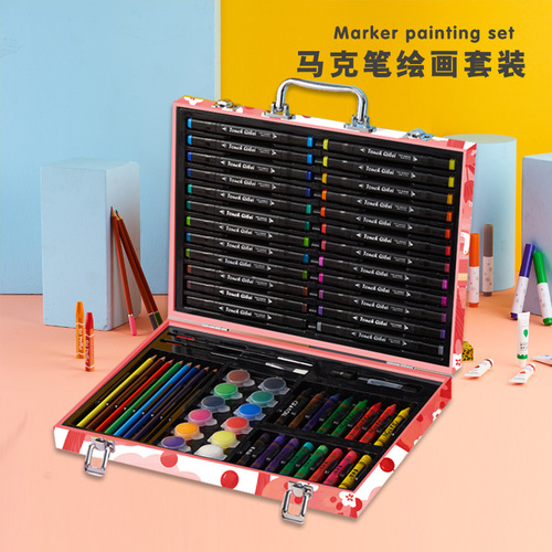 Painting Set of Paintbrushes, Crayons and Markers for Children's Painting Tools Watercolor Pens Student Art Gift Box 