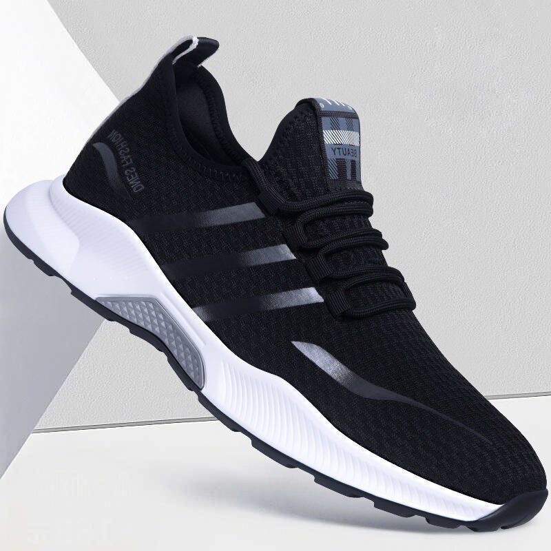 Fashionable shoes new autumn breathable fly woven mesh net popular fashionable shoes Korean men's sports leisure comfortable running men's shoes