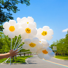 ins雏菊铝膜手持气球带笑脸表情宝宝生日数字拍照花朵装饰布置气