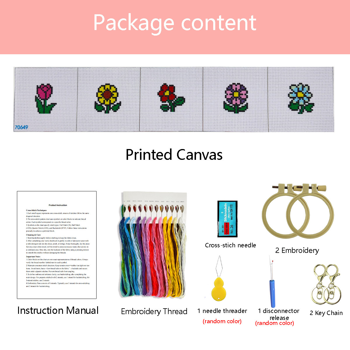 Nuevo bordado cruzado transfronterizo colgante floral planta simple DIY niños bordados cruzados image 7