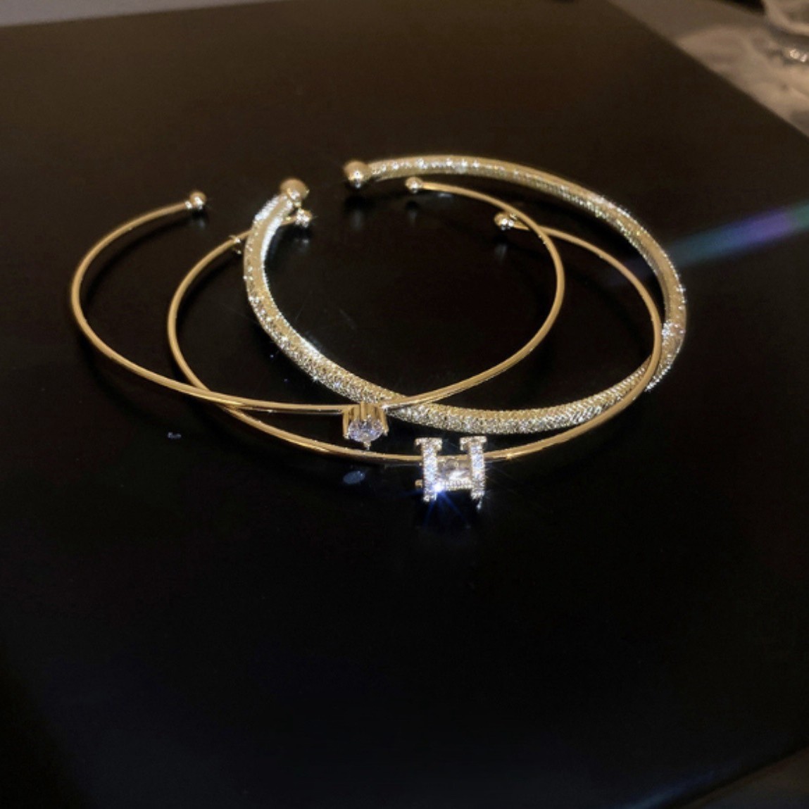 European and American Three-layer Stacked Wind Zircon Bracelet for Girls 2025 New Entry Luxury Niche Exquisite Bracelet High Color Value Bracelet