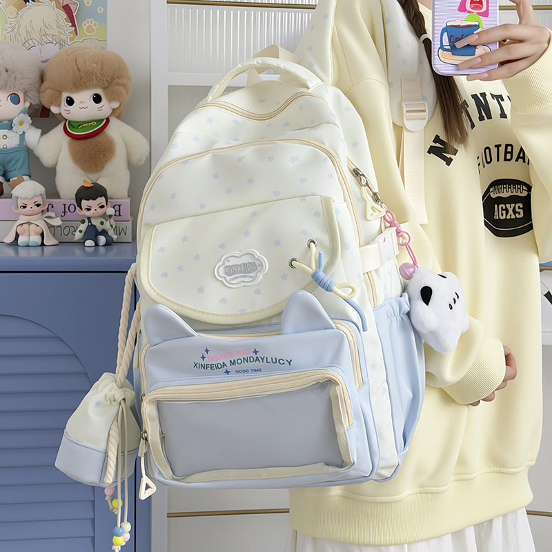 Japanese-style school bag, junior high school bag, high-capacity backpack for elementary school girls, high school student backpack for girls