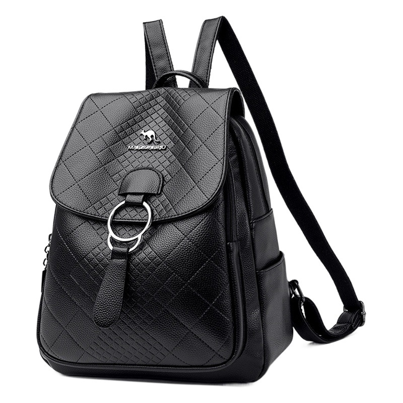 Backpack Women's Fashionable New Korean Style Simple Student Schoolbag High-End Lightweight Soft Leather Business Travel Backpack
