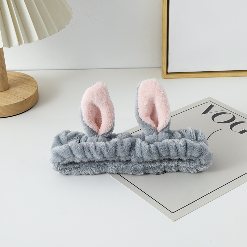 Fascia capelli orecchie coniglio morbida per pulizia viso accessorio_voghion.com