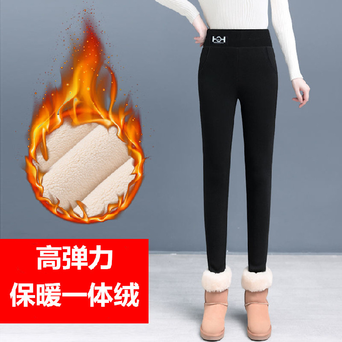 Manufactor Direct selling Sherpa Leggings Exorcism wholesale Black pants Plush thickening Show thin Warm pants Barbie