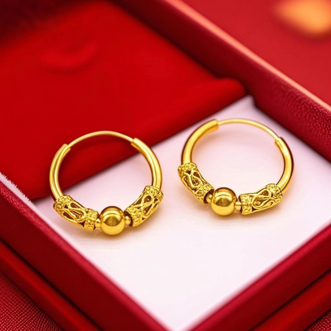 Hot Style Genuine Sand Gold Earrings for Women, Wedding Style, Sweet, Lucky and Lucky Earrings, Factory Direct Delivery