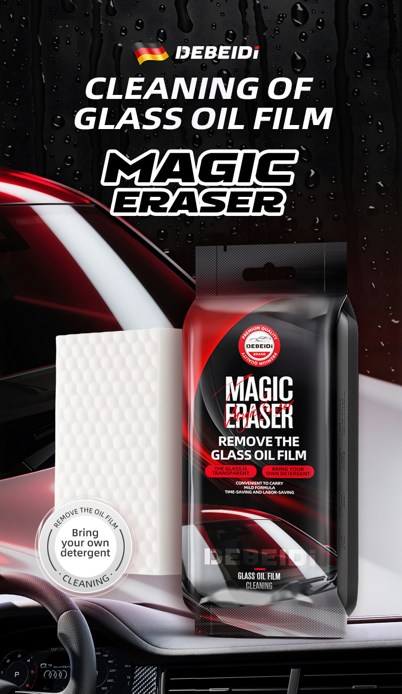 Debedi Car Glass Degreasing Film Sponge Magic Wipe Comes with Detergent Powerful Decontamination Glass Cleaning Artifact