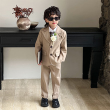秋季新款儿童西装套装参加婚礼穿搭男花童礼服洋气英伦风套装男童