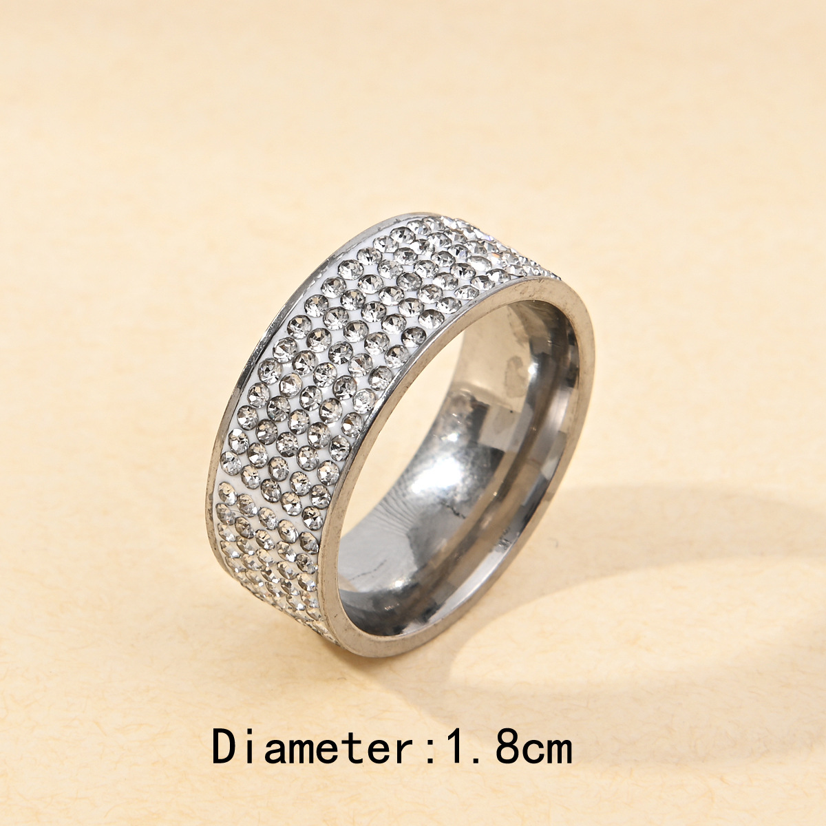 Five-row diamond ring, European and American fashionable stainless steel women's non-fading, niche design, InS-style plain ring, cold style ring pic 5
