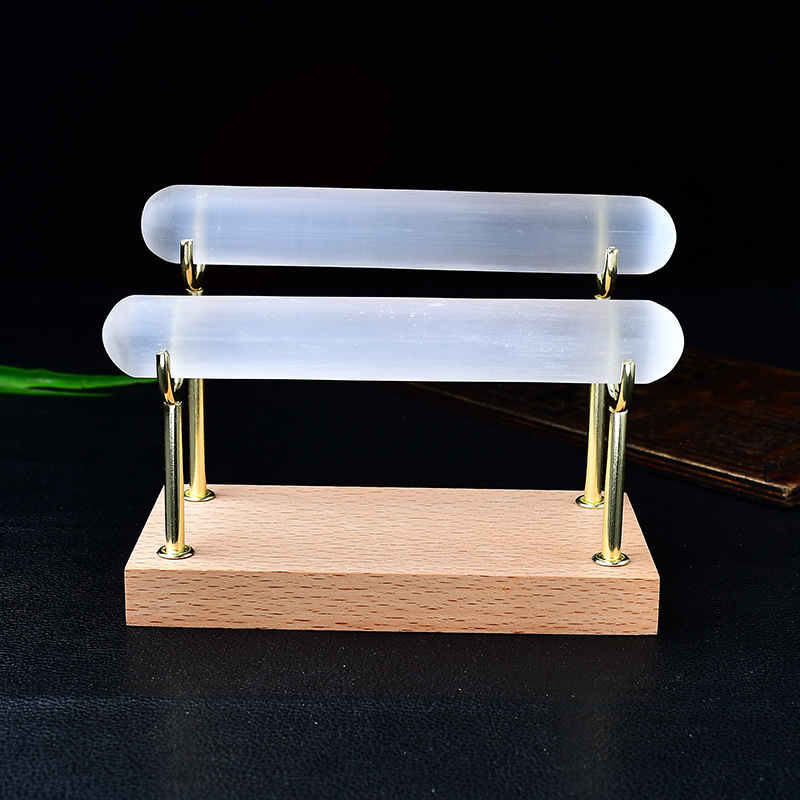 Natural Moroccan Translucent Gypsum Stick Crystal Long Strip Gypsum Column Bracelet Display Stand Bracelet Storage Stand Ornament