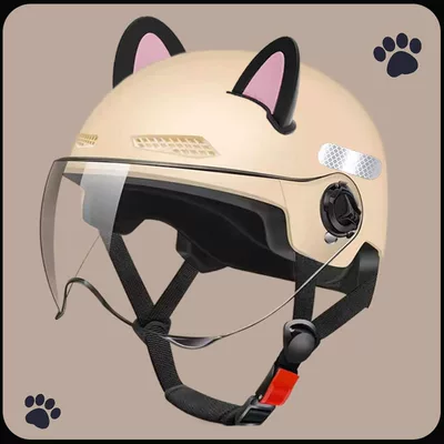 Motosiklet kaskı (dəbilqə) Helmet for Men, 3C - 3c-beige-hd-transparent-short-mirror-black-pink-ear-m102