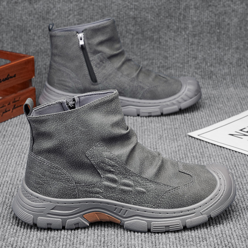 Nuevos zapatos de hombre 2026 tendencia de otoño moda versátil deportes casuales ligeros hombres botas de tamaño medio Martin image 8