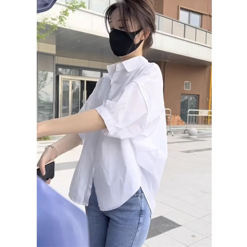 春秋季穿搭一整套2025年新款女装高级感白衬衫显瘦两件套装牛仔裤|undefined