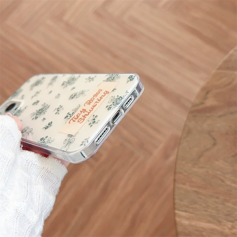 Apple, iPhone 15, чехол для телефона, совместимый защитный чехол с буквами, 15promax, простой и элегантный дизайн, iphone, флористический принт, японский и корейский