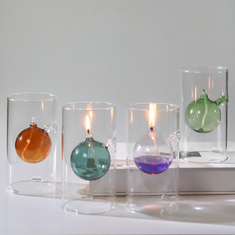 Lámpara de aceite de vidrio creativo candelabro lámpara de boda libre de humo hotel restaurante occidental con velas cena romántica decoración de la barra