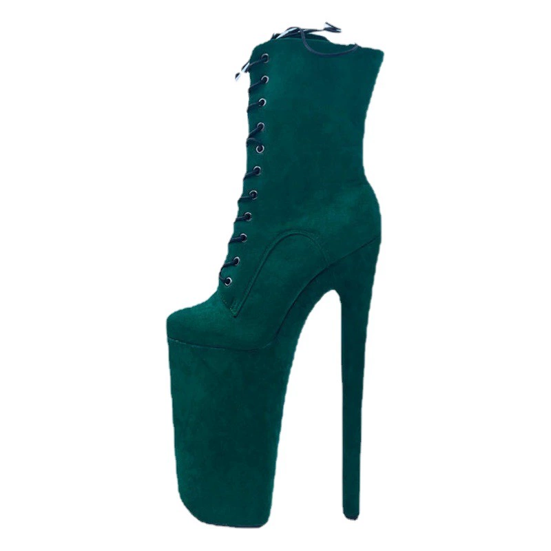 Модные сапоги на очень высоком каблуке 26 см в европейском и американском стиле, супер сексуальные модельные сценические сапоги, танцевальные сапоги из стальной трубки, флисовые сапоги больших размеров