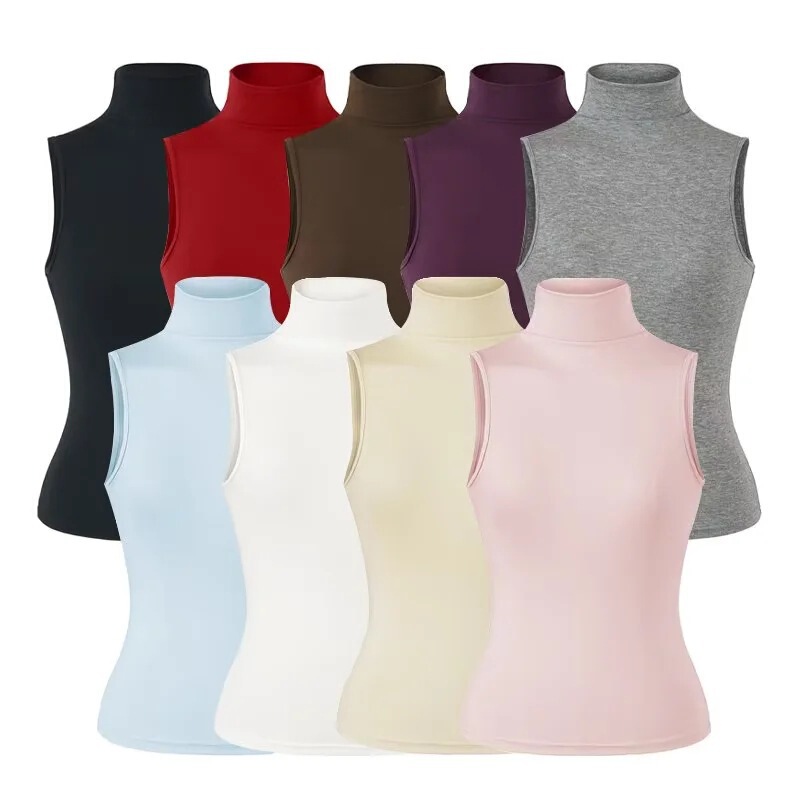 American-Style Spicy Girl Tencel High-Neck Sleeveless Tank Top for Women, Summer 2026 New Model, Tight-Fitting, Stretchy, Waist-Cinching, Slimming Top