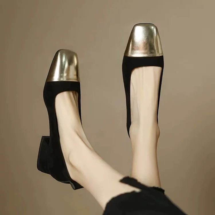 Женские туфли французского стиля, весна-лето 2025, новые, универсальные, для работы, с неглубоким бантом, квадратный носок, плоская подошва