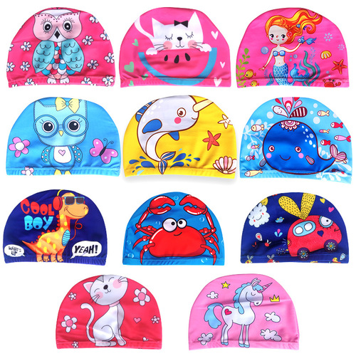 Manufacturer wholesale cartoon children's swimming cap for boys and girls, comfortable and ear-protecting, cute swimming cap, baby cloth cap