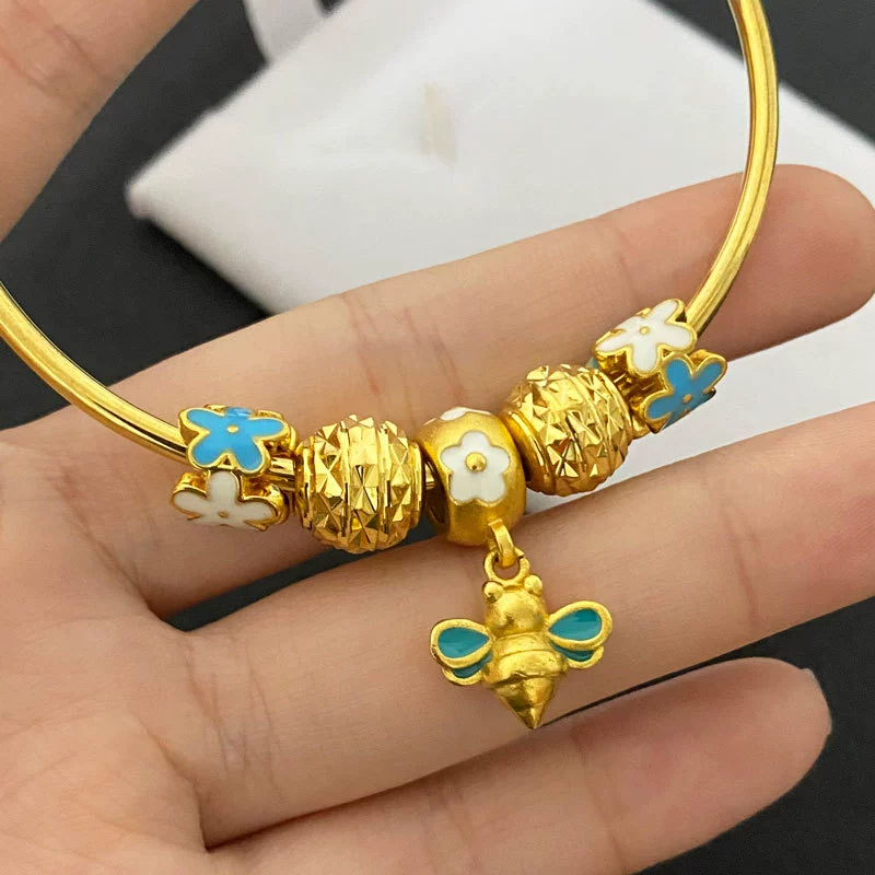金奕铖饰品 Золотистое покрытие украшения Четырехлистник Золотое жемчужное пчелиное золото Подвеска DIY с модной одной